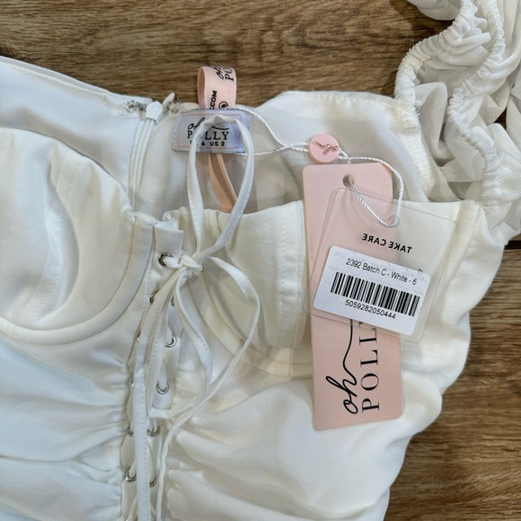 Oh Polly Fantasy Long Sleeve Ruched Sheer Dress Size 2 NWT! Lace Up Baby Doll - Picture 10 of 16